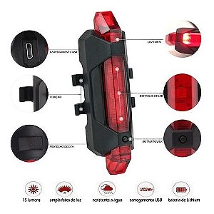 Sinalizador traseiro recarregavel USB H1717