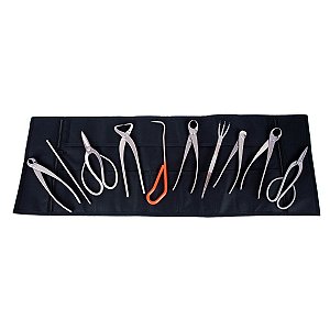 Kit de Ferramentas Profissional Primeira Linha para Bonsai em Aço Inox 11 Peças