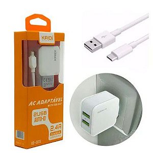 Adap(g)ac Cel 2usb 2,4a Tipo C Kaidi+cabo Turbo