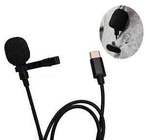 Microfone Lapela Tipo C  1,5mt Pt