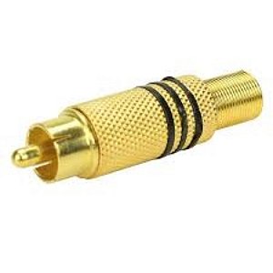 Plugue Rca Ouro Pt C/mola P/cabo 6mm F5086