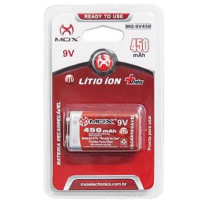 Bateria 9v Recarr Lithium-ion 450mah Mox