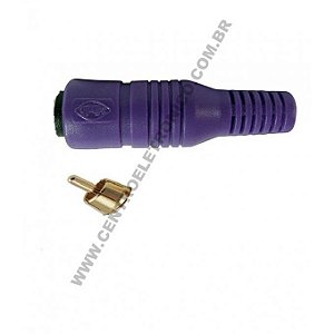 Plugue Rca Pvc Ouro 6mm Lilas 133