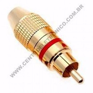 Plugue Rca Ouro S/mola Vermel 6mm