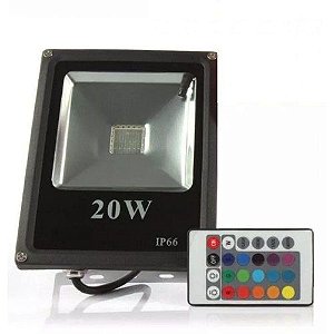 Refletor 1led Slim 20w Rgb C/control Pt-(yy)