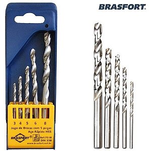 Broca Aco Rapido Kit 5pcs 3/4/5/6/8mm