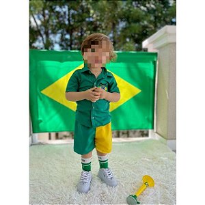 Conjunto Copa do Mundo Roupa Brasil Infantil Menino - Incríveis Pequenos -  Fantasia Bebê e Criança, Moda Infantil