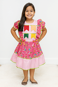 Vestido Infantil São João Quadrilha Caipira Festa Junina