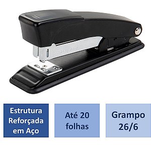 Grampeador 11cm GE-1037 p/ 20fls Preto - Grampline