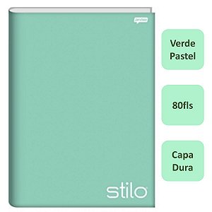 Caderno Brochura 80fls Stiff Capa Dura Pastel Verde Jandaia