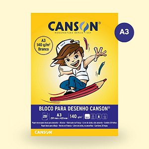 Bloco Desenho Linha Escolar 140g A3 20 Folhas Canson