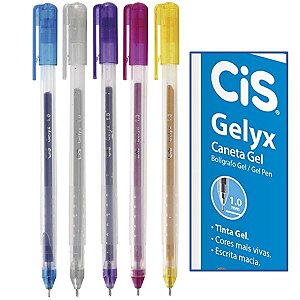 Kit Caneta Gel Gelyx 5 Cores 1.0mm Cis Escolar Infantil