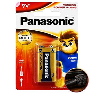 Bateria 9V Alcalina Panasonic Power Alta Durabilidade 6LF22XAB/1B