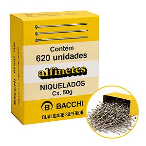 Alfinete para Costura Nº 29 Niquelado Bacchi 620 Unidades Alta Resistência Profissional