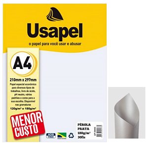 Papel Pérola A4 180g Pct c/30fls Prata - Usapel