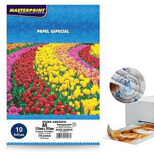 Papel Filme Adesivo A4 150g 10 Fls Vinil 100% Transparente Masterprint