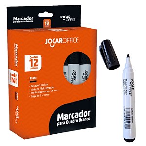 Caneta Marcador para Quadro Branco Cx 12un Cor Preto Jocar Office