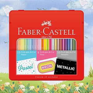 Kit Lápis de Cor EcoLápis Pastel Neon Metallic 24 Cores - Faber-Castell