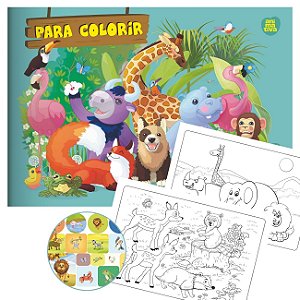 Livro para Colorir Animais com Adesivo 16 Folhas 20x14cm Animativa