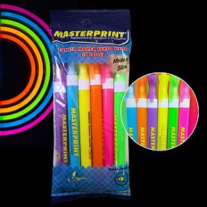 Kit Marca Texto Neon 6 Cores Slim MP610 Masterprint