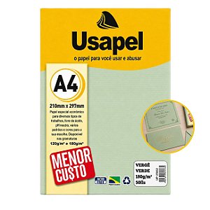 Papel Vergê A4 180g Pacote 50 Folhas Cor Verde Usapel