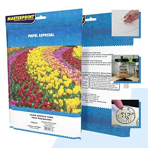 Vinil Transparente Adesivo 135g para Impressora a Laser A4 10 folhas Masterprint