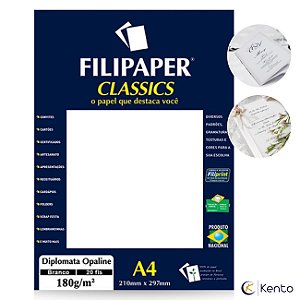 Papel Diplomata Opaline A4 180g Branco – Pacote com 50 Folhas | Filipaper Classics