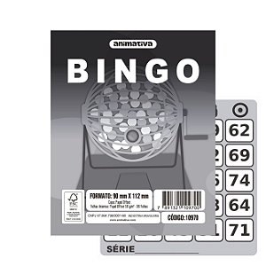 Bloco Cartela para Bingo 96 folhas Cor Cinza 90x112mm - Animativa