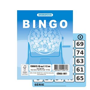 Bloco Cartela para Bingo 96 folhas Cor Azul 90x112mm - Animativa