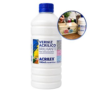 Verniz Acrílico Brilhante Acrilex 500ml Incolor para Madeira MDF e Artesanato