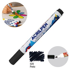 Caneta Marcador para Tecido Acrilpen 520 Preto Acrilex