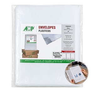 Envelope Plástico A4 4 Furos Grosso 0,15 pacote 100un - ACP