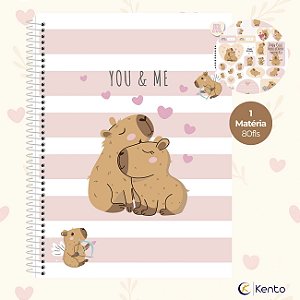 Caderno Universitário Capivara Espiral 1 Matéria 80 Fls Capa Dura Capycuties São Domingos / Animativa