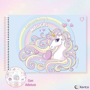 Caderno de Desenho 60fls Capa Dura Unicórnio Arc-en-ciel 2026 São Domingos / Animativa