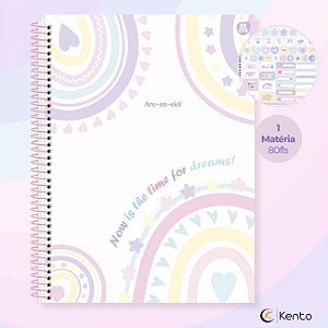 Caderno Universitário Tons Pastéis Espiral 1 Matéria 80 Fls Capa Dura Arc-en-ciel São Domingos / Animativa