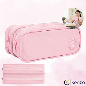 Estojo Escolar Duplo Happy Rosa Pastel - Tilibra