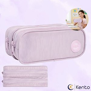 Estojo Escolar Duplo Happy Lilás Pastel - Tilibra