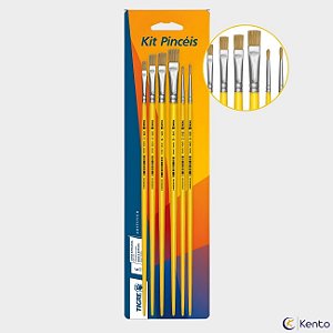 Kit de Pincéis Tigre com 6 Tamanhos Diferentes Ideal para Pintura Artesanato Escolar
