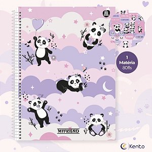 Caderno Universitário Panda My Friend Espiral 1 Matéria 80 Fls Capa Dura São Domingos / Animativa