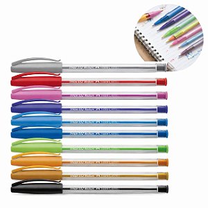 Caneta Esferográfica Trilux 032 Ponta Média 1.0mm Kit com 10 Cores Faber-Castell