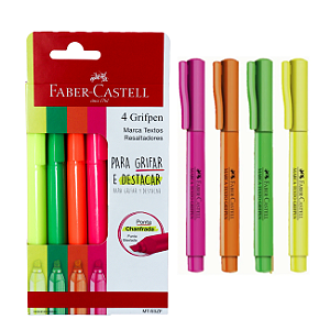Caneta Marca Texto Faber-Castell Grifpen Mix Cartela 4 Cores Neon