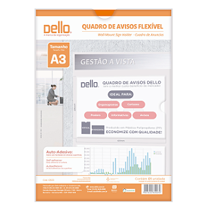 Quadro de Avisos A3 Cristal Dello (300mm x 420mm)