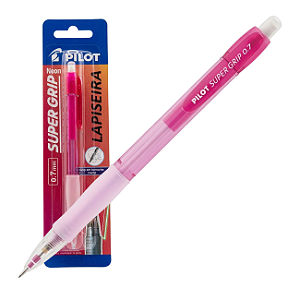 Lapiseira Pilot Super Grip 0.7mm H-187 Neon Rosa - Grip Alta Precisão