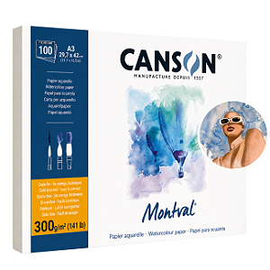 Bloco Canson Montval Aquarela 300g A3 29x42cm 100 Folhas Grão Fino Original Pintura Profissional Arte