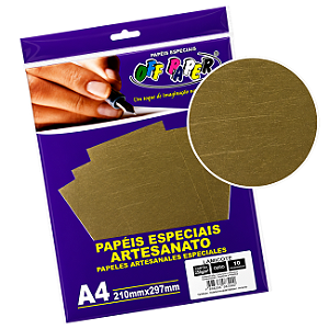 Papel Lamicote A4 250g Dourado Ouro Pacote 10 Folhas Para Artesanato Off Paper