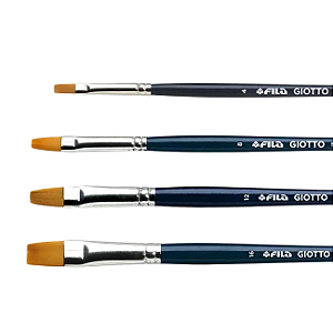 Pincel Art Taklon Série 600 Fibra Chato Sintética Cerda Macia e Flexível Giotto By Fila