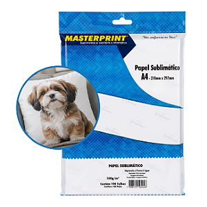 Papel Sublimático Fosco A4 Gramatura 100g 100 Folhas Masterprint Alta Transferência para Estampar em Brindes Camisetas