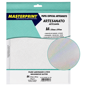 Filme para Laminação a Frio Holográfico Glitter A4 160g 10 Folhas Masterprint