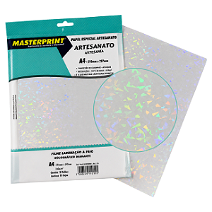 Filme para Laminação a Frio Holográfico Caquinhos Diamante A4 160g 10 Folhas Masterprint