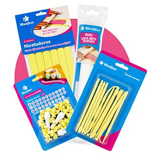 Kit Profissional Completo para Modelar Massa Fria Artesanato com Régua 3 Níveis Rolinho Liso 12 Estecas 32 Letras